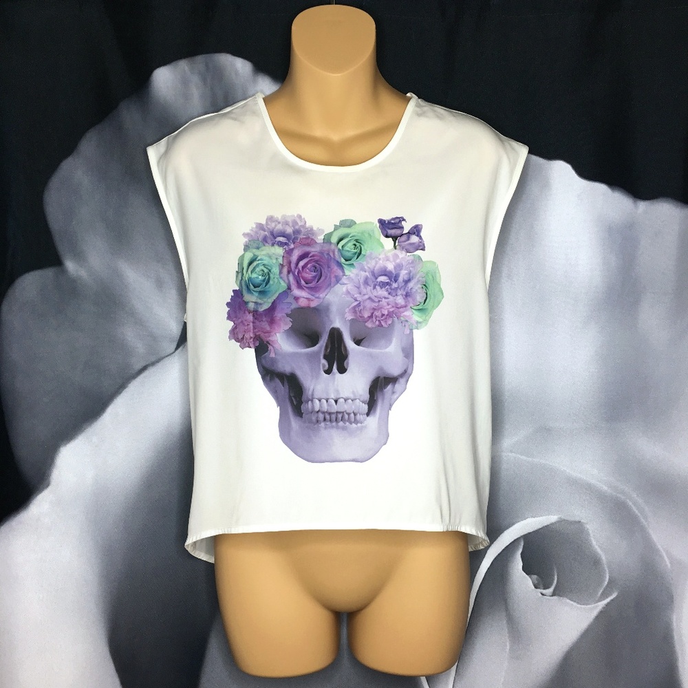 DIVIDED By H&M Flower Crown Skull Sheer Top